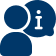 Blue icon of a person with a speech bubble containing the letter "i" to the upper right, indicating information.